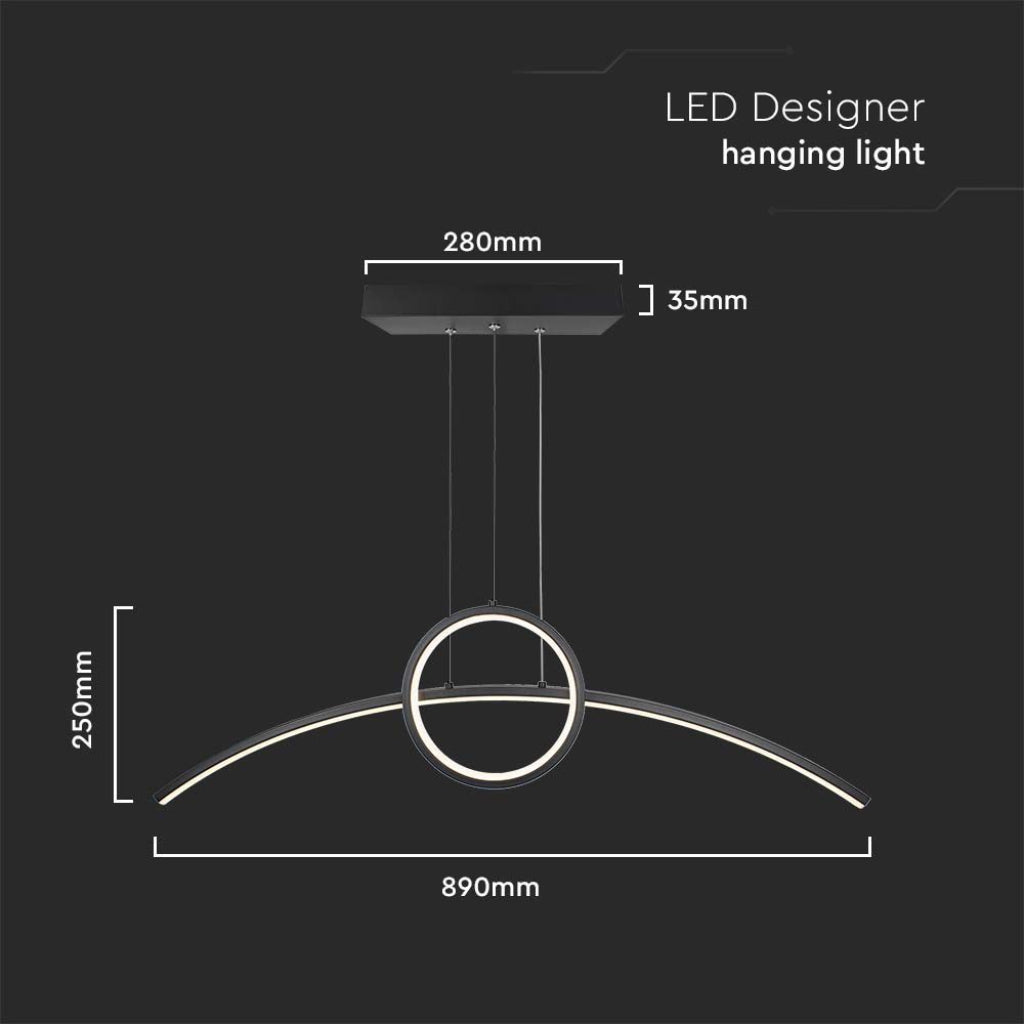 V-TAC Lampadario LED a Sospensione 36W dal Design Moderno Colore Nero 4000K V-TAC Lampadario LED a Sospensione 36W dal Design Moderno Colore Nero 4000K